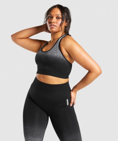 Black / Black Gymshark Adapt Ombre Seamless Women's Sports Bra | US-80WJBVO