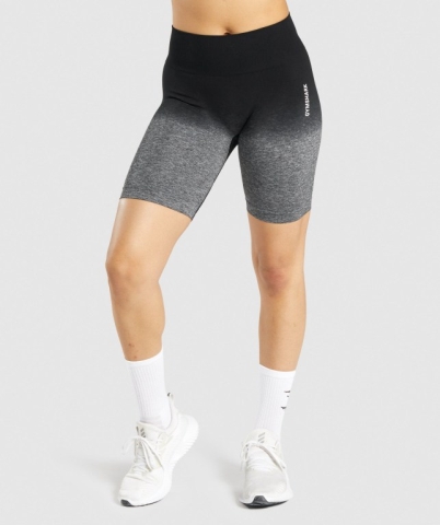 Black / Black Gymshark Adapt Ombre Seamless Women's Shorts | US-94SNUYE