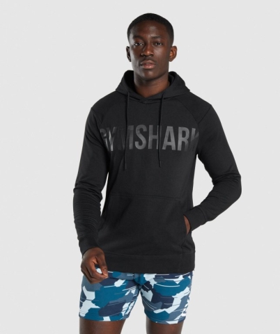 Black / Black Gymshark Bold Men's Hoodies | US-70BGACF