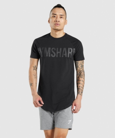 Black / Black Gymshark Bold Men's T Shirts | US-17ZHNKL