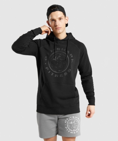 Black / Black Gymshark Legacy Men's Hoodies | US-73TGFVB