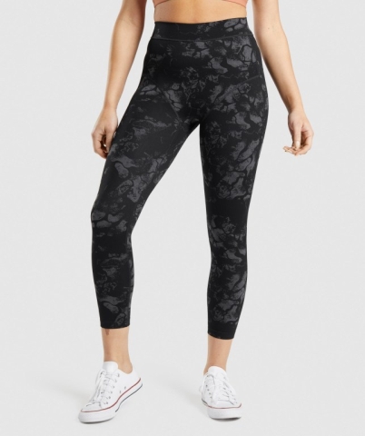 Black Camo Gymshark KK Fit 7/8 High Waisted Women's Leggings | US-87FVNKB