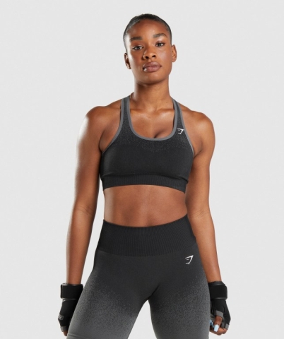 Black / Grey Gymshark Adapt Ombre Seamless Women's Sports Bra | US-50PFDCQ