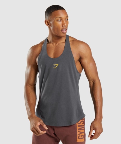 Black Grey Gymshark Bold Men's Tank Tops | US-62QNSYU