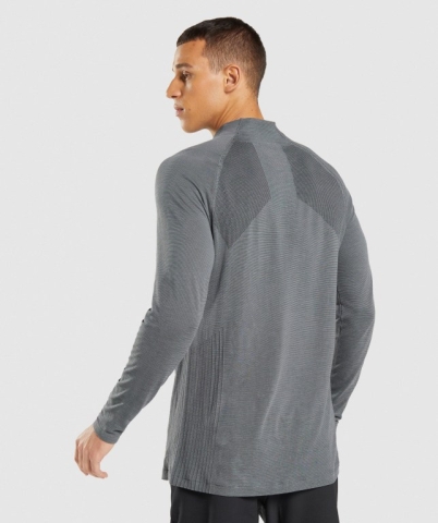 Black / Grey Gymshark Retake Seamless 1/4 Zip Men's Hoodies | US-96IWLFE