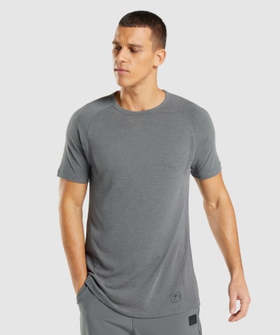 Black / Grey Gymshark Retake Seamless Men's T Shirts | US-05IAPFM