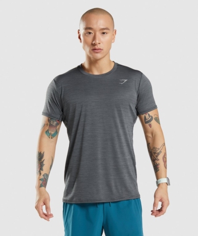 Black / Grey Gymshark Speed Men's T Shirts | US-02NXKOC