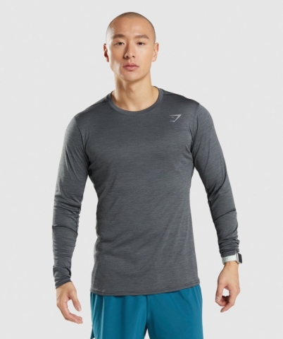 Black / Grey Gymshark Speed Men's T Shirts | US-56ISPNJ