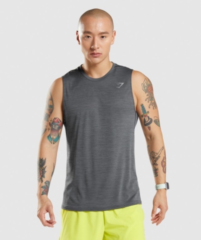 Black / Grey Gymshark Speed Men's Tank Tops | US-05JNRKW