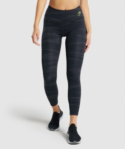 Black / Grey Gymshark Zone Graphic High Waisted Women's Leggings | US-83ROMUQ