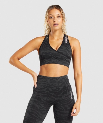 Black Gymshark Adapt Animal Seamless Women's Sports Bra | US-78OQXPV