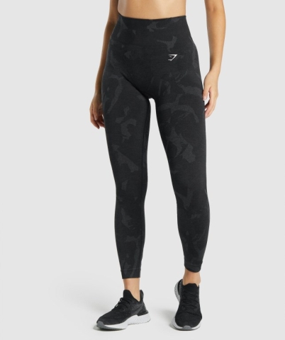 Black Gymshark Adapt Camo Seamless High Waisted Women's Leggings | US-16TPJFR