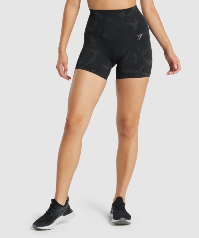 Black Gymshark Adapt Camo Seamless Women's Shorts | US-53UKCVN