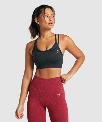 Black Gymshark Adapt Fleck Seamless Women's Sports Bra | US-12GZWEV