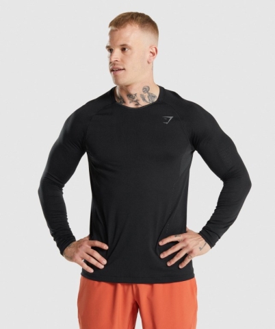 Black Gymshark Apex Men's T Shirts | US-72JEBWZ