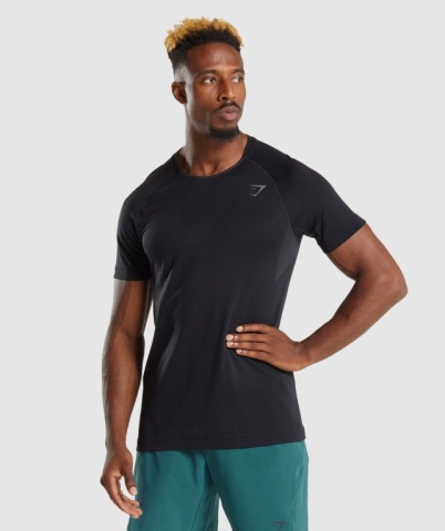 Black Gymshark Apex Perform Men's T Shirts | US-58ARPNX