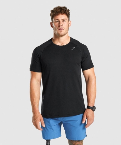 Black Gymshark Apex Seamless Men's T Shirts | US-85JWHXA