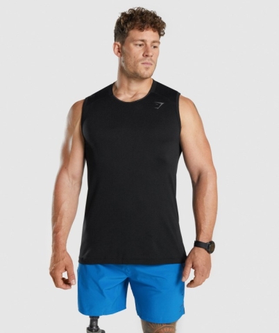 Black Gymshark Apex Seamless Men's Tank Tops | US-01WTNDX