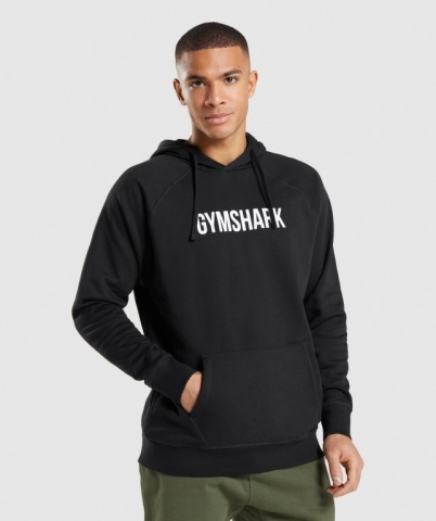 Black Gymshark Apollo Men's Hoodies | US-03QVZWU