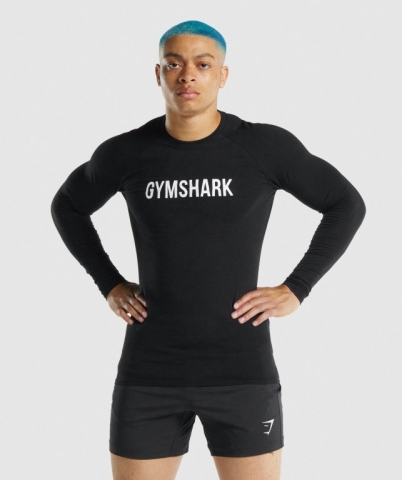 Black Gymshark Apollo Men's T Shirts | US-34CNXPB