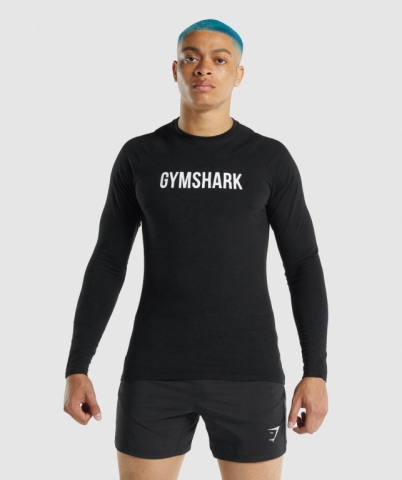 Black Gymshark Apollo Men's T Shirts | US-78IRDTH