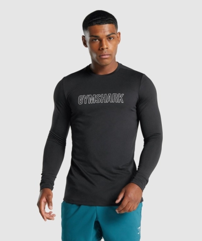 Black Gymshark Arrival Graphic Men's T Shirts | US-15DTPFY