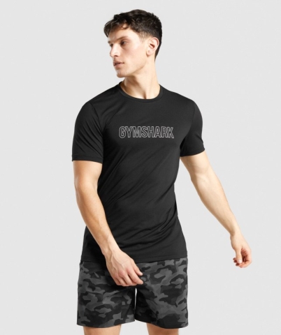 Black Gymshark Arrival Graphic Men's T Shirts | US-27XCKYA