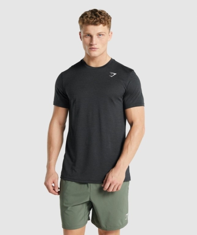 Black Gymshark Arrival Marl Men's T Shirts | US-31ALTYO