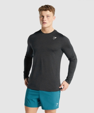 Black Gymshark Arrival Marl Men's T Shirts | US-80TIPVH