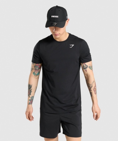 Black Gymshark Arrival Regular Fit Men's T Shirts | US-48LWMKP