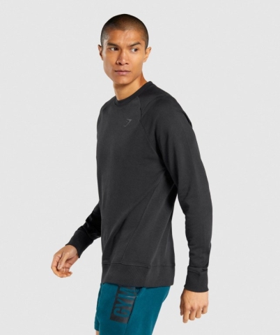 Black Gymshark Bold Crew Men's Hoodies | US-89ECNWA