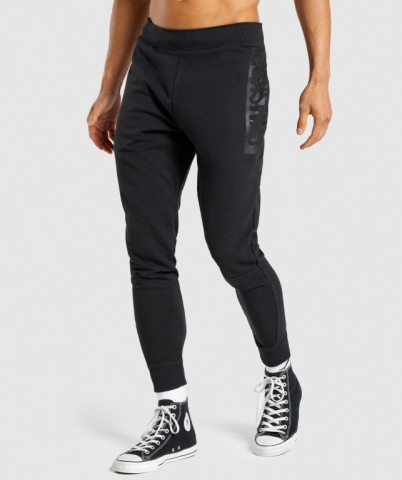 Black Gymshark Bold Men's Joggers | US-13VCQID