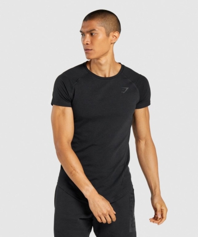 Black Gymshark Bold Men's T Shirts | US-28SGTVR