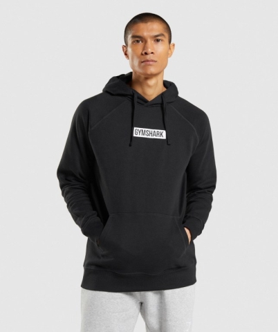 Black Gymshark Central Men's Hoodies | US-35TFILA