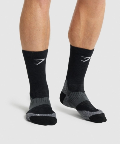 Black Gymshark Crew Performance Women's Socks | US-86HIWJA