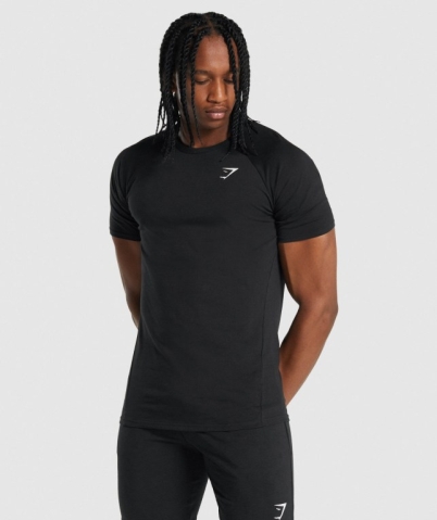 Black Gymshark Critical 2.0 Men's T Shirts | US-59WLPVY