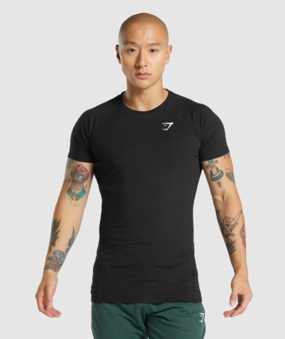 Black Gymshark Critical 2.0 Men's T Shirts | US-98AFYVD