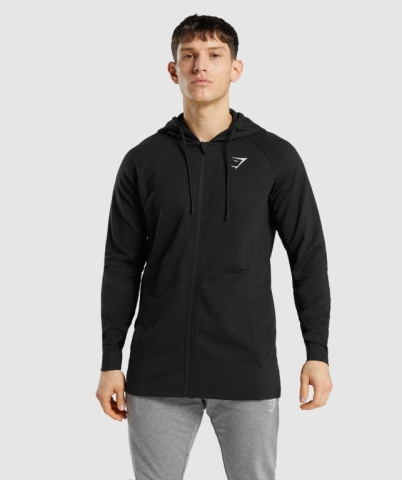 Black Gymshark Critical Zip Men's Hoodies | US-39TZQOH