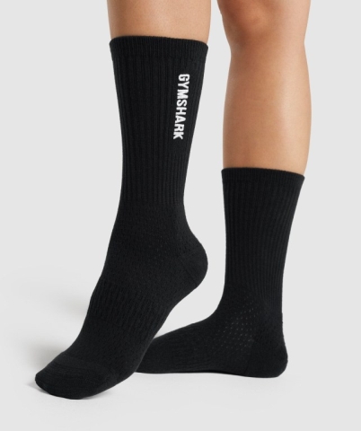 Black Gymshark Embroidered Logo Men's Socks | US-86UWGCH