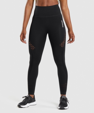 Black Gymshark Energy Seamless High Waisted Women's Leggings | US-91RHFAK