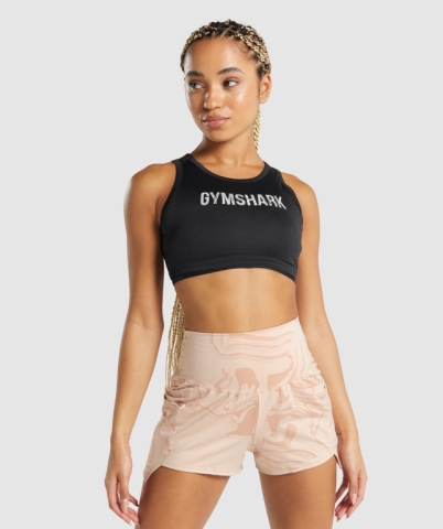 Black Gymshark GS Power Crop Top Women's Sweatshirts | US-74TKNVI