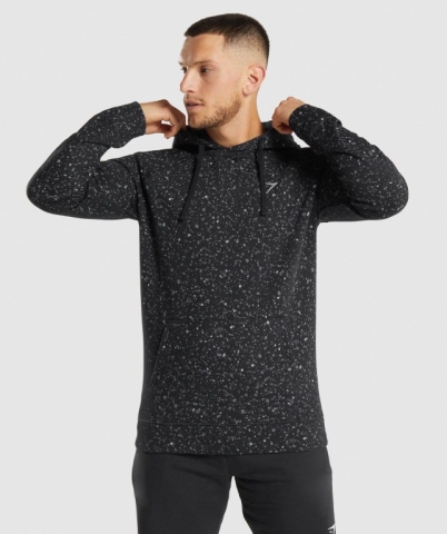 Black Gymshark Micro Print Men's Hoodies | US-39PXCBL