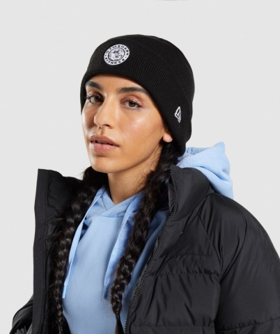 Black Gymshark New Era Legacy Cuff Knit Women's Headwear | US-49ZPXMK