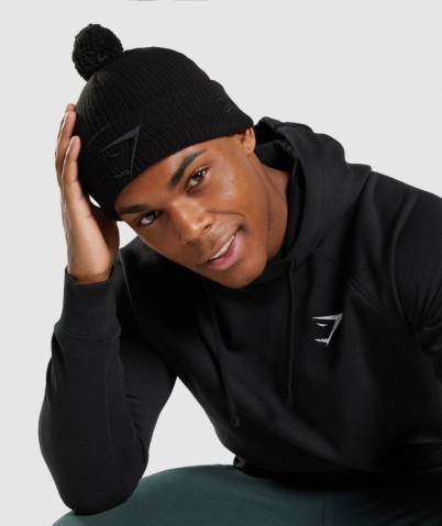 Black Gymshark New Era Mini Pom Men's Headwear | US-13QNFZK