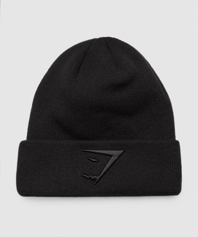 Black Gymshark New Era Sharkhead Cuff Knit Men's Headwear | US-06XPJAK