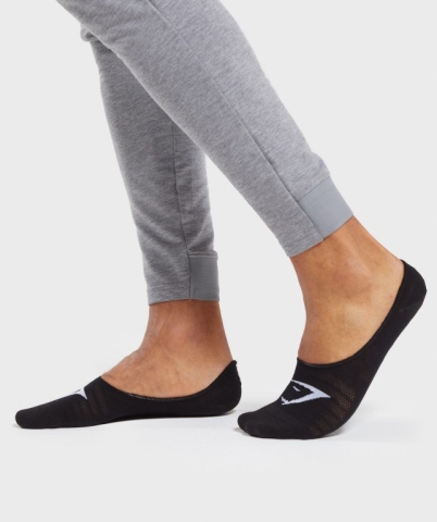 Black Gymshark No Show 3pk Women's Socks | US-58DWALQ