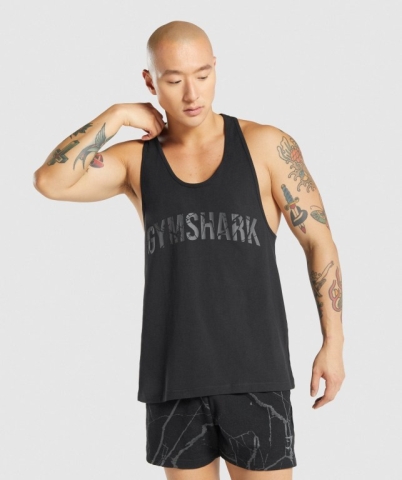 Black Gymshark Power Men's Tank Tops | US-95HWELV