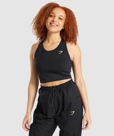 Black Gymshark Pulse Crop Women's Tank Tops | US-30JWVLT