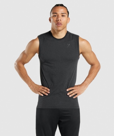 Black Gymshark Regulate Training Men's Tank Tops | US-17RVKET