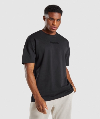 Black Gymshark Restore Men's T Shirts | US-54JMKTQ